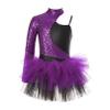 Agoky Kids Girls One Piece Unitard Ballet Dancewear Hip Hop Jazz Dance Costume Sparkly Gymnastics Leotard Purple A 16 Years view 2
