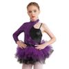 Agoky Kids Girls One Piece Unitard Ballet Dancewear Hip Hop Jazz Dance Costume Sparkly Gymnastics Leotard Purple A 16 Years view 4
