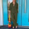 Women 2 Piece Cotton Linen Outfits Casual Loose 3/4 Sleeve Button Tops High Waist Wide Leg Pants Suit with Pockets view 3
