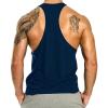 ZUEVI Mens Stringer Tank Tops Y-Back Bodybuilding Muscle Cut T-Shirts Gym Fitness Tee Shirts(Navy Blue-L) view 2