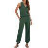 Summer Women's Casual Sportswear Set - Long Pants with Sleeveless V-Neck Top for Activities - Stylish & Functional Army Green view 1