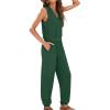 Summer Women's Casual Sportswear Set - Long Pants with Sleeveless V-Neck Top for Activities - Stylish & Functional Army Green view 2