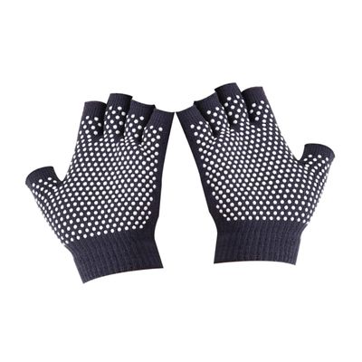 KOMBIUDA Non- Half Finger Cotton Knitted Workout Gloves for Yoga and Sports Comfortable and Breathable Design Dark Grey for Fitness and Everyday Use