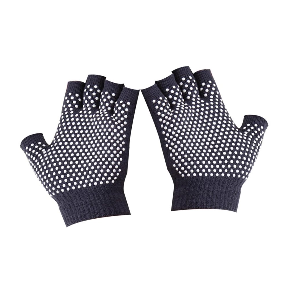 KOMBIUDA Non- Half Finger Cotton Knitted Workout Gloves for Yoga and Sports Comfortable and Breathable Design Dark Grey for Fitness and Everyday Use