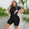 ABOCIW Plus Size One Piece Rash Guard for Women Short Sleeve Boyleg Swimsuit Zipper UPF 50+ Surfing Bathing Suit Modest Tummy Control Tankini Swimwear Black + Gray 3XL view 4