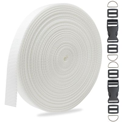 5/8 inch White Nylon Webbing Strap for Sewing -10Yards 15mm Buckles Straps-Flat Fabric Pet Webbing Straps DIY Handle Craft Bags Straps Supplies-Hammock-Lawn Chair-Belting-DIY Projects#264