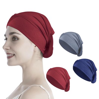 3 Pcs Womens Muslim Under Scarf Hijab Cap Stretch Sleep Hair Turban Head Wraps Bonnet Chemo Cap Beanie Hat Headwear