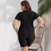 ABOCIW Plus Size One Piece Rash Guard for Women Short Sleeve Boyleg Swimsuit Zipper UPF 50+ Surfing Bathing Suit Modest Tummy Control Tankini Swimwear Black + White + Pink 4XL view 2