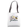 Bee Positive Happy Flower And Bee Cute Insect Pun Print Tote Bag