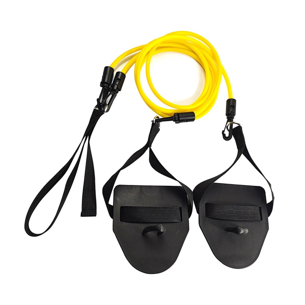 Swimming Resistance Bands with Hand Paddles Stretch Cord Fitness Bands for Swimming Training Arm Strength Exercise Land Swimming Gear