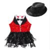 ACSUSS Sleeveless Jazz Dance Dress for Kids Girls Sequin Tap Latin Ballroom Dance Dress Performance Costume and Hat Red&Black B 8 Years view 3