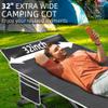 Fragess Portable Camping Cot, 32" Extra Wide Camping Cots for Everyone with Thick Cushion, Heavy Duty Sleeping Cot Holds Up to 600LBS, Cots for Sleeping, Rv, Beach, Patio, Office Naps(Blue) view 3