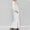 chouyatou Women's Cotton Linen Button Up Maxi Shirt Dress Side Slit Long Sleeve Shift Dress with Pockets (Large, White) view 3
