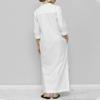 chouyatou Women's Cotton Linen Button Up Maxi Shirt Dress Side Slit Long Sleeve Shift Dress with Pockets (Large, White) view 4