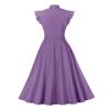 50s Dresses for Women Vintage Tea Dresses Cocktail Party Dress Bow Tie Work Church Casual Dress Rockabilly Retro Dress Prom Party A-Line Wedding Guest Midi Dress Purple Cap Sleeve Dress M view 2