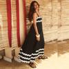 ABEWIP Summer Dresses for Women 2024 Rickrack Trim Spaghetti Straps Smocked Boho Flowy Loose A-Line Maxi Dress Black L view 2