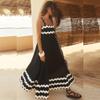 ABEWIP Summer Dresses for Women 2024 Rickrack Trim Spaghetti Straps Smocked Boho Flowy Loose A-Line Maxi Dress Black L view 3