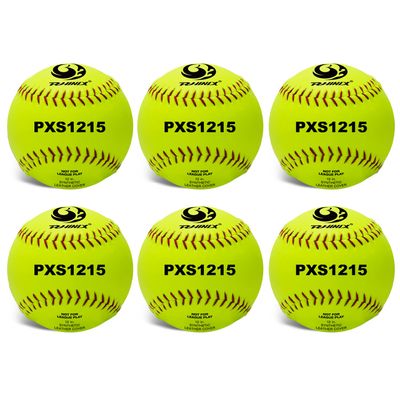 PHINIX Slow-Pitch Softballs Cork Core for Practice 12 Inch (Box of 6, 12 Inch)