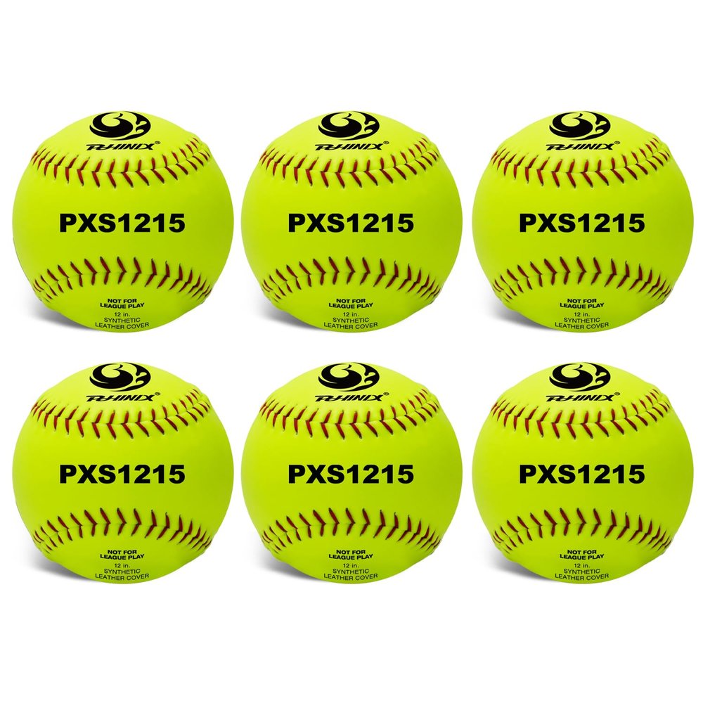 PHINIX Slow-Pitch Softballs Cork Core for Practice 12 Inch (Box of 6, 12 Inch)
