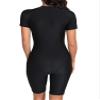 Sxiwei Womens One Piece Front Zipper Swimsuit Short Sleeve Surfing Bodysuit Beachwear Bathing Suit Pink&Black X-Large view 2