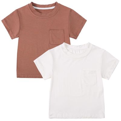 MYGBCPJS 2 Pack Baby Boys Girls Bamboo Viscose T-shirt Toddler Short Sleeve Crewneck Tee Shirt Infant Summer Solid Tshirt