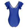 Akklian Women's Ruffled One Piece Swimsuit Tummy Control Bathing Suits V Neck Modest Swimwear Fashion Slimming Swim Suit Blue view 3
