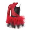 Agoky Kids Girls One Piece Unitard Ballet Dancewear Hip Hop Jazz Dance Costume Sparkly Gymnastics Leotard Red A 16 Years view 2