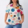 Colorful Polka Dot Womens Polo Shirts Golf Straight Shirts Casual Tennis Shirts Short Sleeve Tee Tops for Work Business S view 2