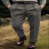 Men's Classic Herringbone Tweed Dress Pants Casual Suit Pants for Men Khaki view 2