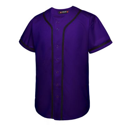 EALER BJ80 Series Mens Baseball Jersey Button Down Shirts Short Sleeve Hipster Hip Hop Sports Uniforms Purple