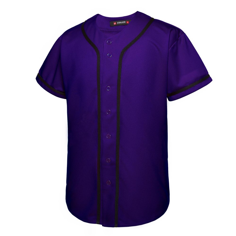 EALER BJ80 Series Mens Baseball Jersey Button Down Shirts Short Sleeve Hipster Hip Hop Sports Uniforms Purple