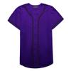 EALER BJ80 Series Mens Baseball Jersey Button Down Shirts Short Sleeve Hipster Hip Hop Sports Uniforms Purple view 3