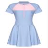 Yartina Kids Girls One Piece Swimsuit Short Sleeve Swimming Dress Quickly Dry Swimwear Bathing Suit Blue 9-10 Years view 1