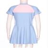 Yartina Kids Girls One Piece Swimsuit Short Sleeve Swimming Dress Quickly Dry Swimwear Bathing Suit Blue 9-10 Years view 3