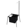 Captain Stag UC-1883 Outdoor Dust Stand Garbage Bag Stand Compact Freestanding Lantern Hanger Included Small Pocket Black Trekker