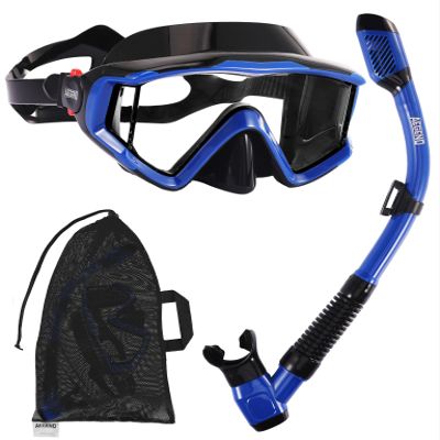 Aegend Snorkeling Gear for Adults Youth Kids, Snorkel Mask with Top Dry Valve - Panoramic View Anti-Leak and Anti-Fog with Mesh Bag for Snorkeling, Scuba Diving, Freediving & Swimming