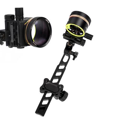 Kissybride 5 Pin Bow Sight, 019 Fiber Optics Archery Sight with 8X Magnification Sight Lens, Windage & Elevation Micro Adjustment (M2 Long Pole(with 8X Lens))