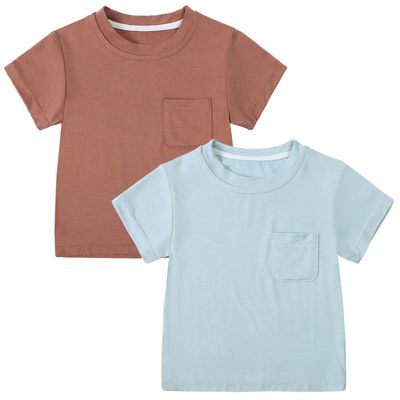 MYGBCPJS 2 Pack Baby Boys Girls Bamboo Viscose T-shirt Toddler Short Sleeve Crewneck Tee Shirt Infant Summer Solid Tshirt