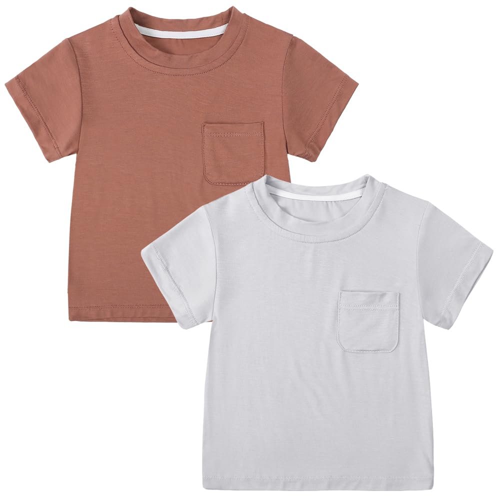 MYGBCPJS 2 Pack Baby Boys Girls Bamboo Viscose T-shirt Toddler Short Sleeve Crewneck Tee Shirt Infant Summer Solid Tshirt