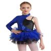 Agoky Kids Girls One Piece Unitard Ballet Dancewear Hip Hop Jazz Dance Costume Sparkly Gymnastics Leotard Royal Blue A 16 Years view 4