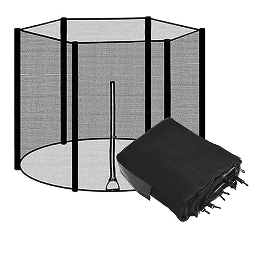 SUOGROLI Trampoline Replacement Enclosure Safety Nets, 6Ft/8Ft/10Ft Trampoline Protective Net, 6 Poles Safety Net for Round Trampoline,10FT,Black
