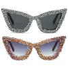 willochra Luxury Rhinestones Sunglasses Women Fashion sexy Sparkling cat eye Diamond Sun Glasses Lady bing Crystal Eyewear (2pcs-black&brown) view 1