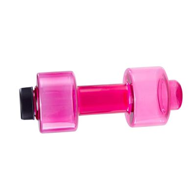Yardwe Dumbbell Water Bottle for Sports Durable Plastic Fitness Hydration Container Leakproof and Lightweight for Exercise and Travel Rosy