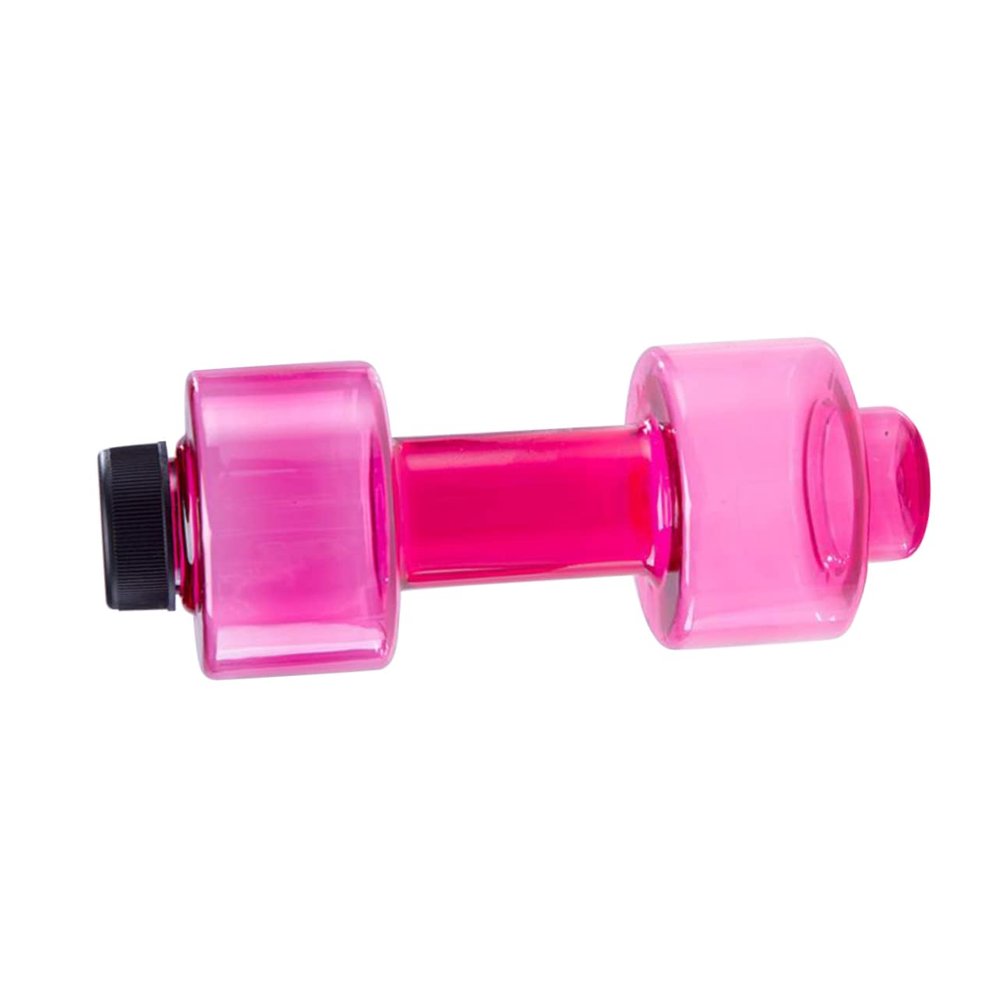 Yardwe Dumbbell Water Bottle for Sports Durable Plastic Fitness Hydration Container Leakproof and Lightweight for Exercise and Travel Rosy