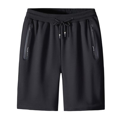 Mens Casual Zipper Pockets Shorts Athletic Running Workout Short Pants Classic Fit Drawstring Gym Short (Black,XX-Large)