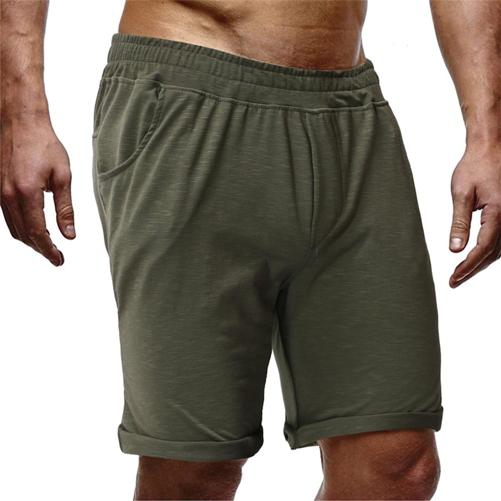 SWJGLITTR Men's Cotton with Pockets Shorts Elastic Waist Relaxed Fit Short Pants Athletic Workout Gym Sweat Short (Green,XX-Large)