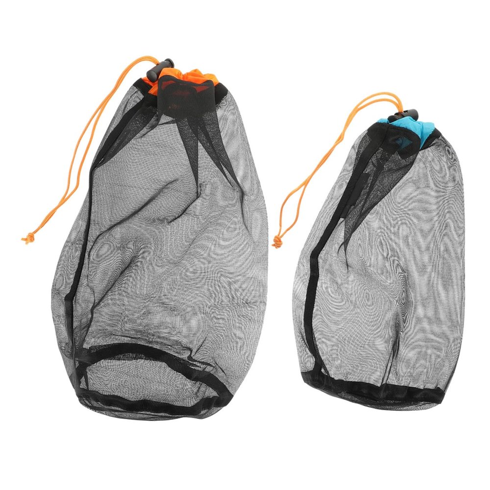 Yardwe 2pcs Travel Storage Bag Portable Mesh Hammock Organizer for Clothes Sneakers and Accessories Lightweight Durable Drawstring Design for Travel Camping and Outdoor Activities s