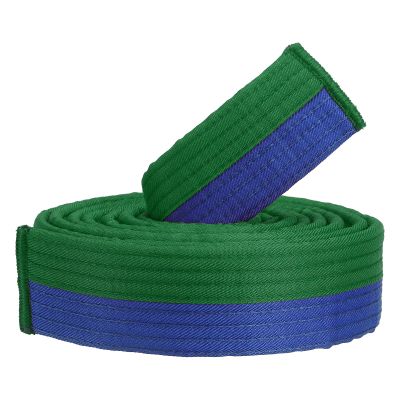 PATIKIL Taekwondo Colored Ranking Belt, 1.6" x8.5Ft 2.6M Polyester Martial Arts Judo Karate Belt for Coach Teaching Practice, Green-Blue