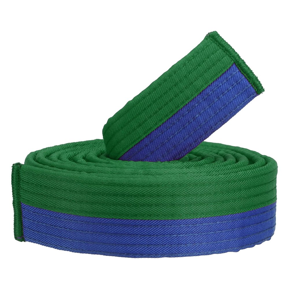 PATIKIL Taekwondo Colored Ranking Belt, 1.6" x8.5Ft 2.6M Polyester Martial Arts Judo Karate Belt for Coach Teaching Practice, Green-Blue