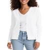 Urban CoCo Women's Long Sleeve Open Front Cardigan Sweaters Lightweight V-Neck Button Down Knit Sweater(White,S) view 1